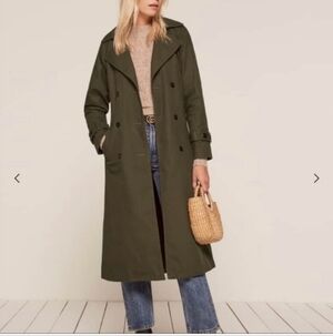 Reformation Colonel Trench Coat Army Green Size S